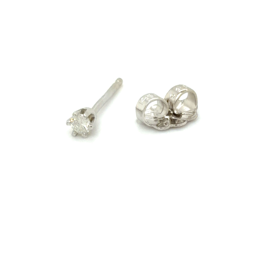 Estate 14K White Gold Single Diamond Stud Earring