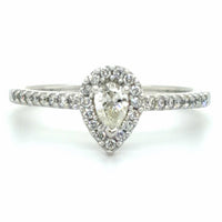 Estate 14K White Gold Halo Pear Engagement Ring