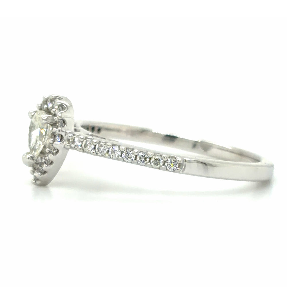 Estate 14K White Gold Halo Pear Engagement Ring