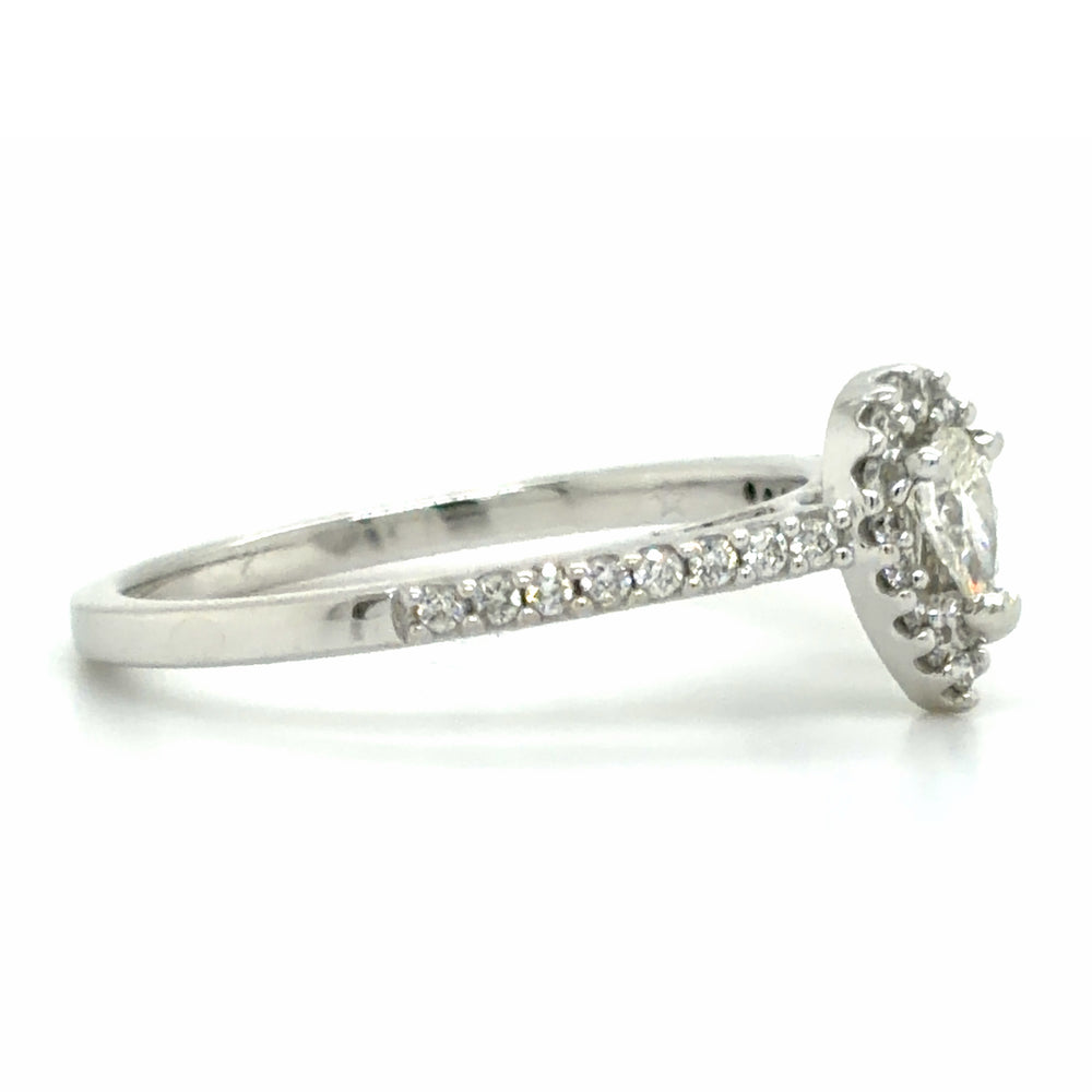 Estate 14K White Gold Halo Pear Engagement Ring