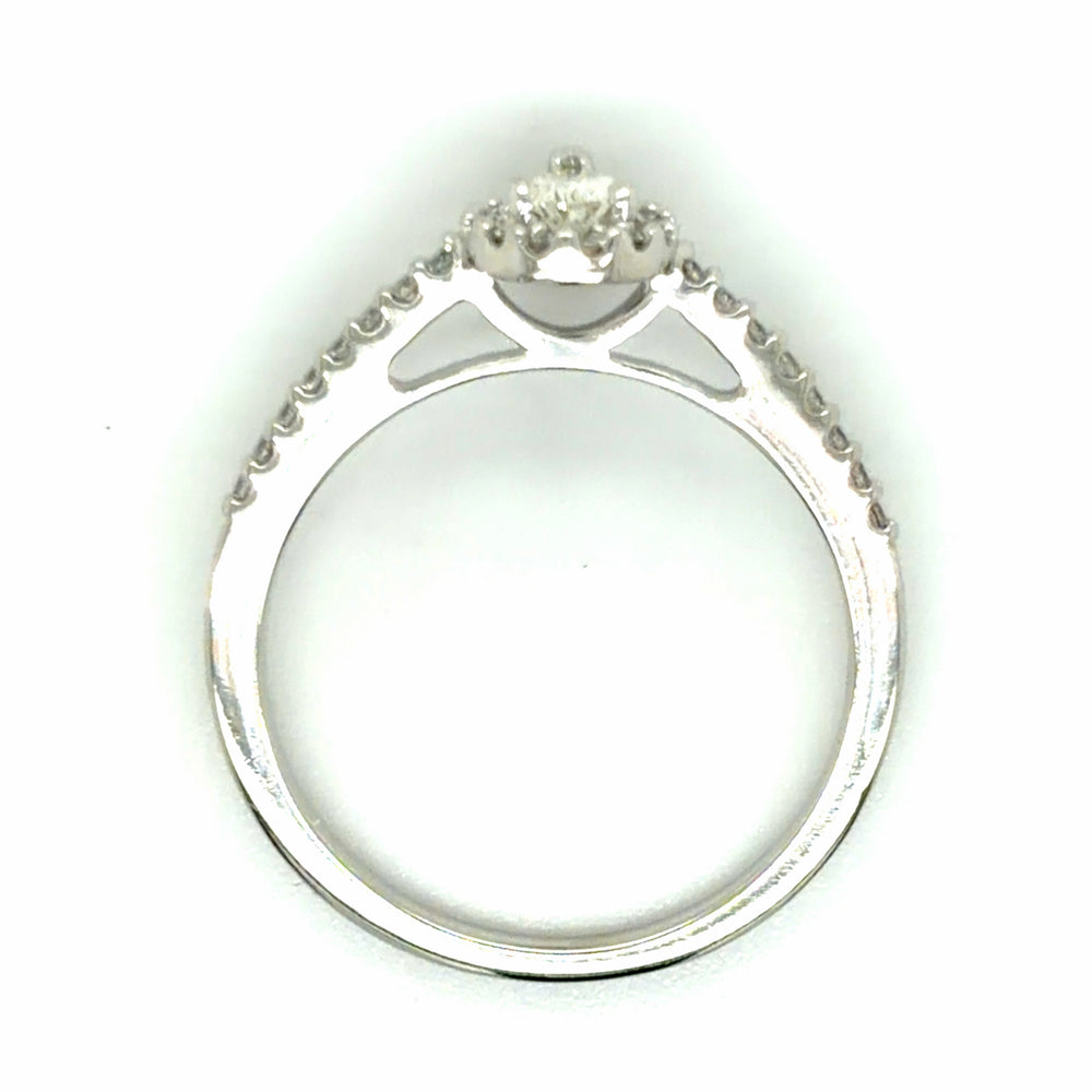 Estate 14K White Gold Halo Pear Engagement Ring