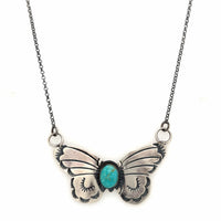 Estate Sterling Silver Turquoise Butterfly Necklace