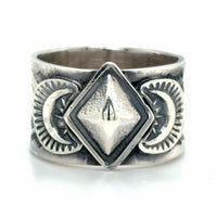 Estate Sterling Silver Crescent Moon Cigar Band