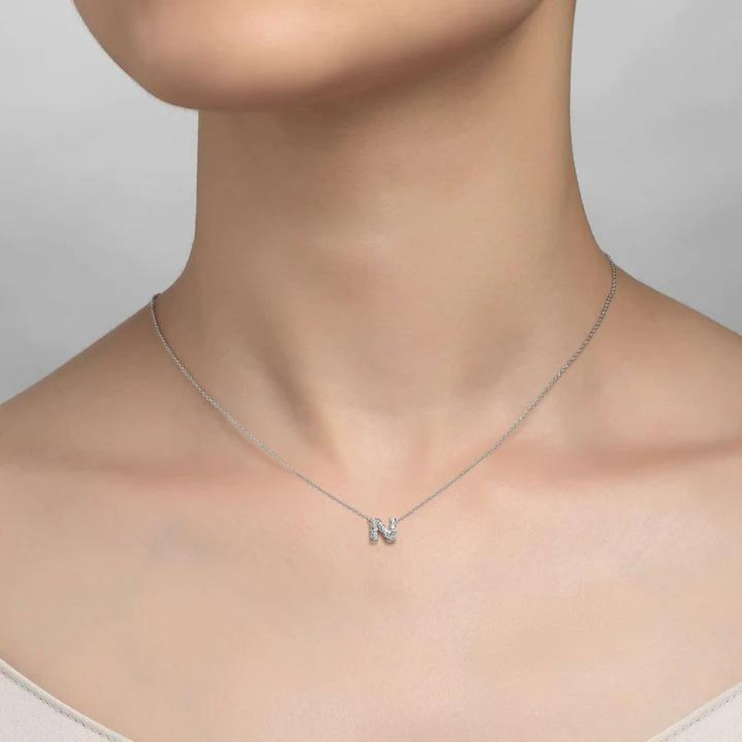 Sterling Silver Letter N Pendant by Lafonn