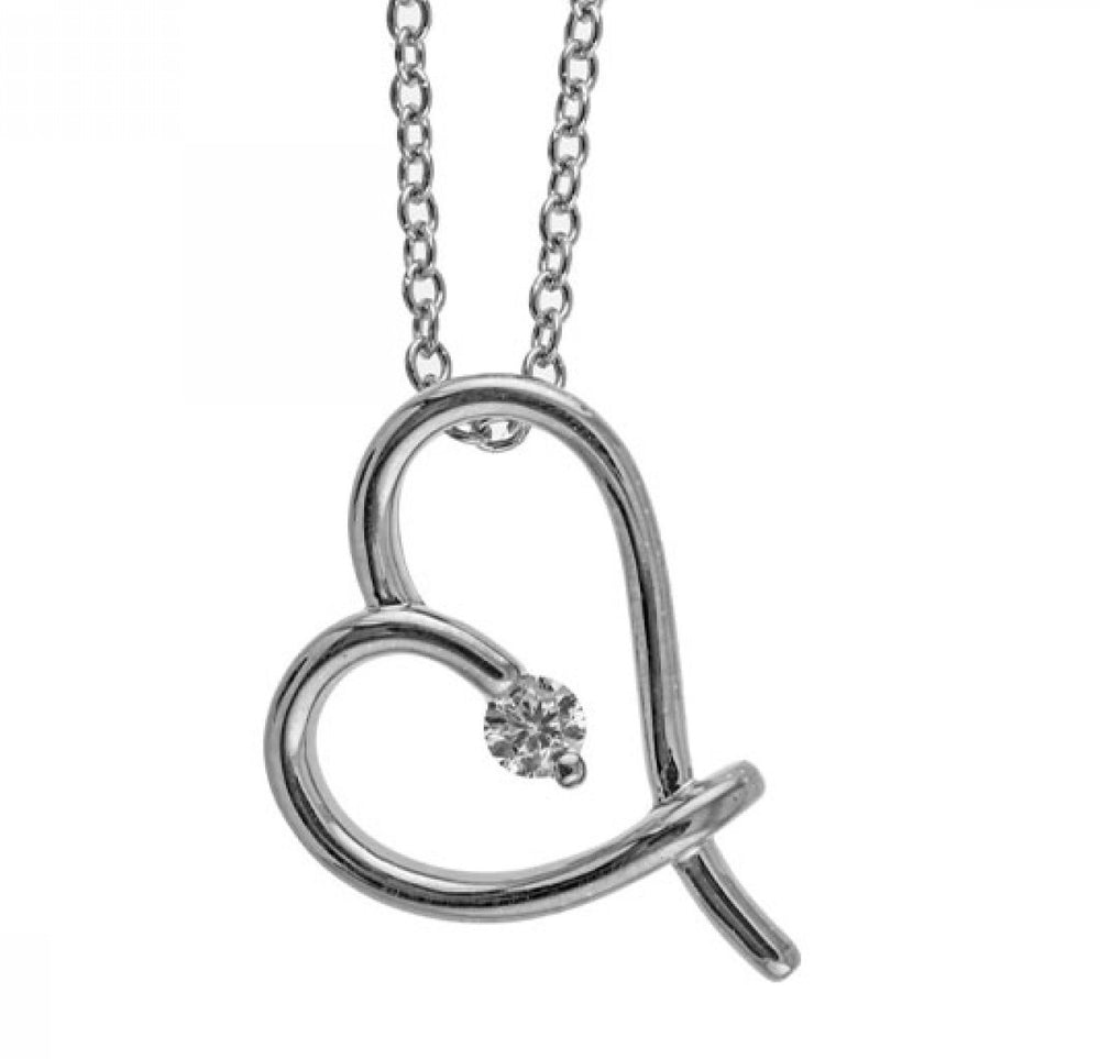 Sterling Silver Diamond Heart Necklace