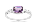 14K White Gold Amethyst & Diamond Ring by RJM
