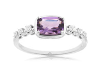 14K White Gold Amethyst & Diamond Ring by RJM