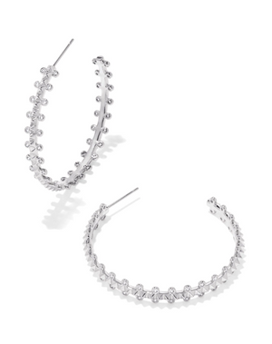 Jada Silver Plated White Crystal Hoop Earrings by Kendra Scott