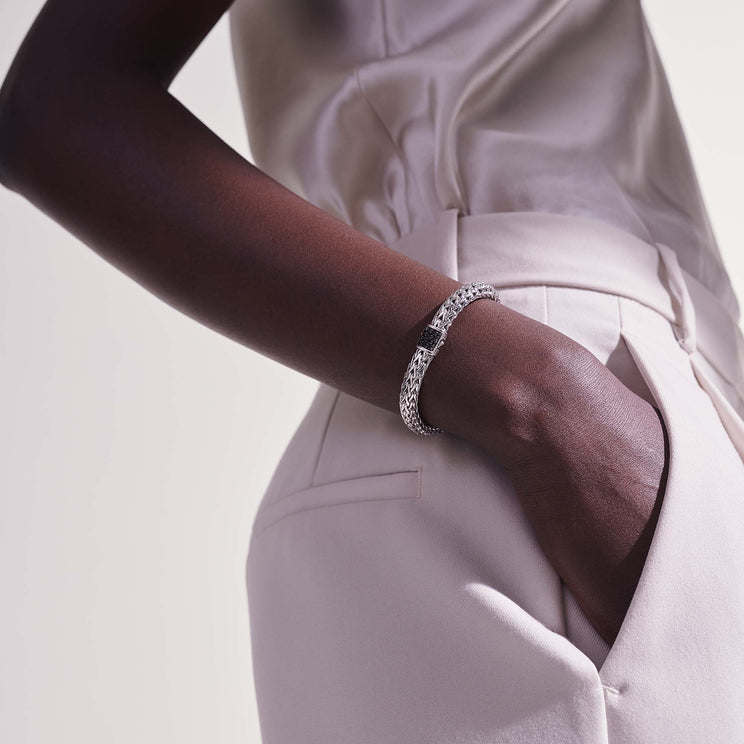 Icon Silver Lava Bracelet with Treated Black Sapphire by John Hardy