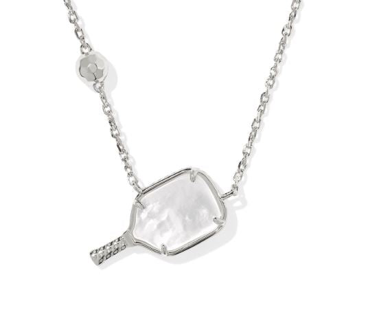 Pickleball Silver Ivory MOP Short Pendant Necklace by Kendra Scott