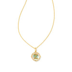 Letter Z Gold Plated Disc Reversible Necklace in Iridescent Abalone by Kendra Scott