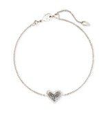 Ari Heart Rhodium Platinum Drusy Delicate Chain Bracelet by Kendra Scott