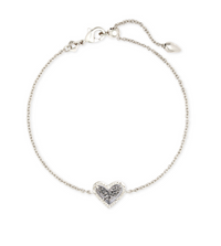 Ari Heart Rhodium Platinum Drusy Delicate Chain Bracelet by Kendra Scott