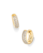 Mikki Yellow Gold Plated Pave Huggie Earrings by Kendra Scott
