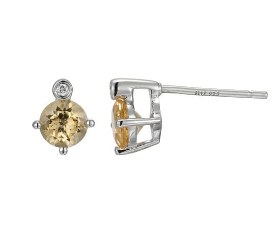 Sterling Silver Genuine Citrine Birthstone Earrings by ELLE