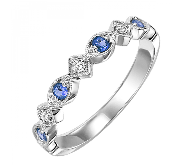 10K White Gold Sapphire & Diamond Band