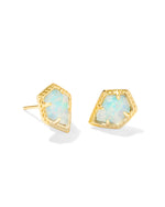 Framed Tessa Yellow Gold Plated Stud Earrings with Luster Light Blue Opal by Kendra Scott