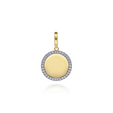 14K Yellow Gold Diamond 18mm Round Medallion Personalized Pendant by Gabriel