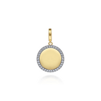 14K Yellow Gold Diamond 18mm Round Medallion Personalized Pendant by Gabriel