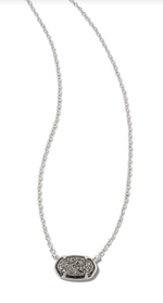 Grayson Silver Platinum Drusy Stone Pendant Necklace by Kendra Scott