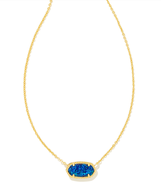 Elisa Yellow Gold Plated Pendant Necklace with Cobalt Blue Kyocera Opal by Kendra Scott