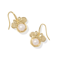 Minnie Mouse Gold Plated White Pearl Drop Earrings by Kendra Scott