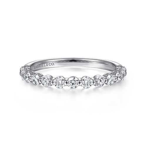 14K White Gold Single Prong Diamond Band Ring by Gabriel