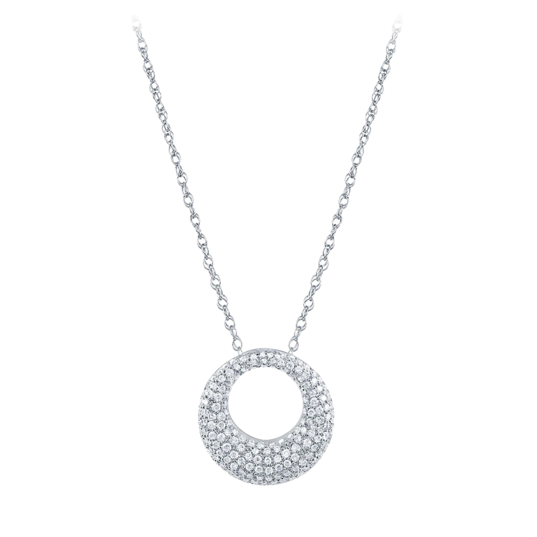 18K White Gold 2.00cttw SI G-H Diamond Pendant Necklace by Jewels By Jacob