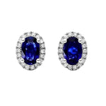 14K White Gold Sapphire & Diamond Stud Earrings