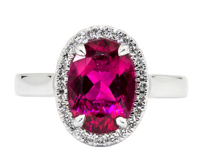 14K White Gold 2.85ct Rubellite & 0.18cttw SI2 G-H Diamond Ring by Rego