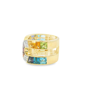 14K Yellow Gold 2.63cttw Multi Gemstone & 0.10cttw Diamond Ring by Bellarri