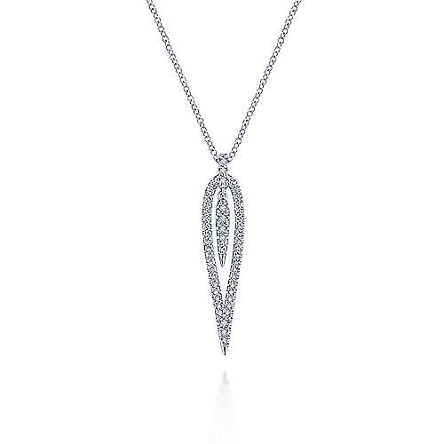 14K White Gold 0.33cttw SI G-H Diamond Open Teardrop Pendant Necklace by Gabriel