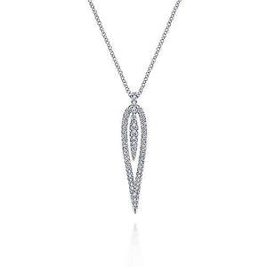 14K White Gold 0.33cttw SI G-H Diamond Open Teardrop Pendant Necklace by Gabriel