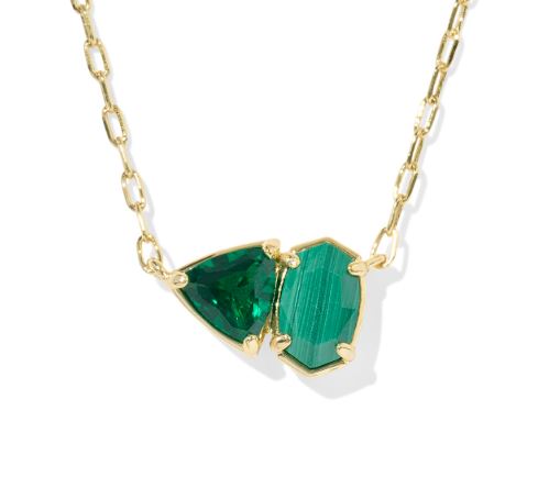Tatum Gold Plated Green Mix Short Pendant Necklace by Kendra Scott