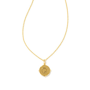 Letter Q Gold Plated Disc Reversible Necklace in Iridescent Abalone by Kendra Scott