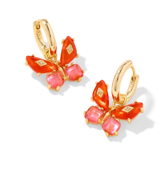 Bianca Butterfly Gold Plated Orange Mix Huggie Earrings by Kendra Scott