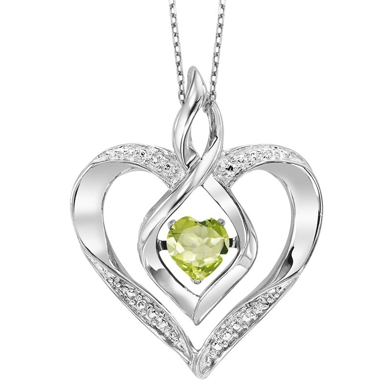 Sterling Silver Created Peridot & Diamond Rhythm of Love Pendant