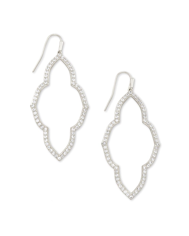 Abbie Silver Plated Open Frame Earrings with White Crystals by Kendra Scott