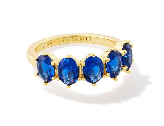 Cailin Gold Plated Blue Crystal Band Ring 6 by Kendra Scott
