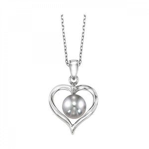 Sterling Silver Heart & Pearl Pendant