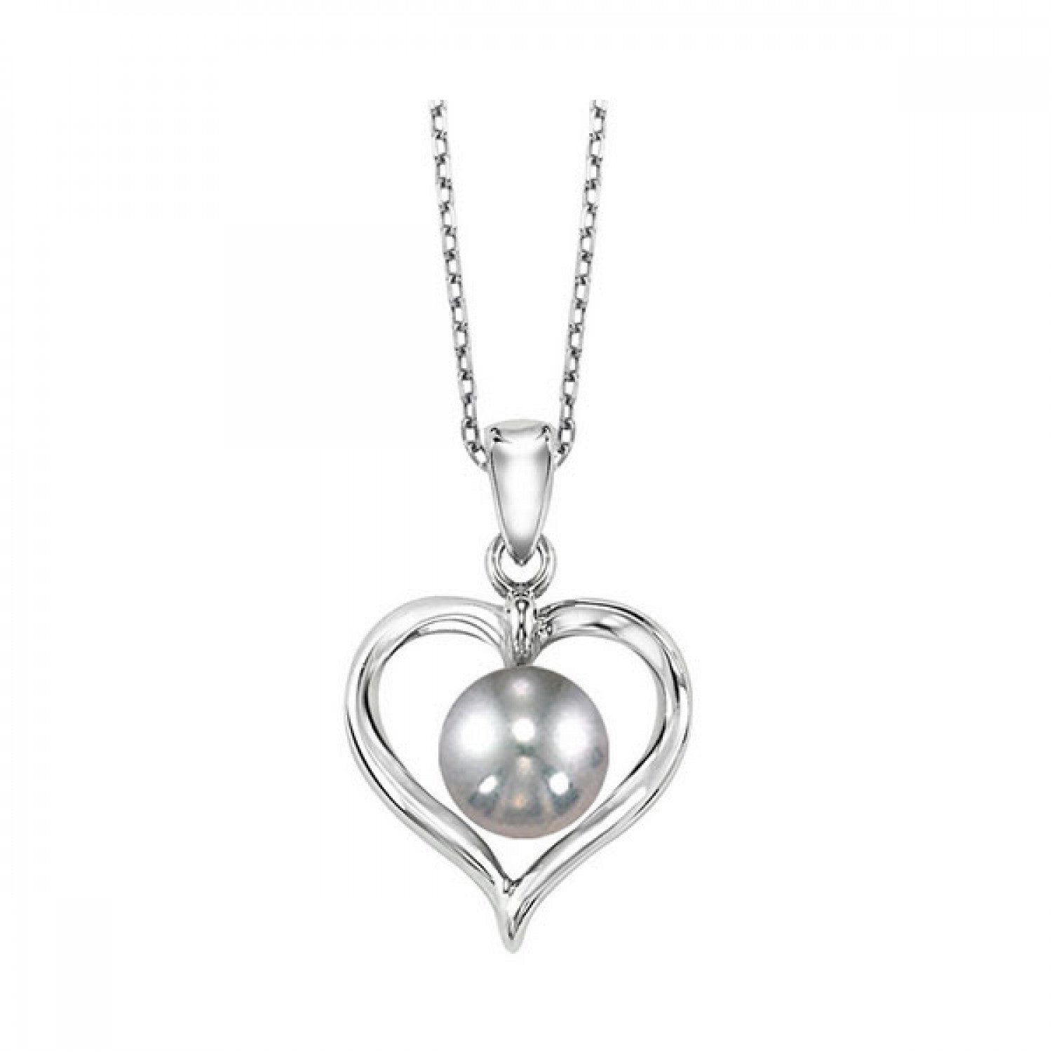 Sterling Silver Heart & Pearl Pendant