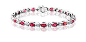 14K White Gold 8.13cttw Ruby & 1.51cttw Diamond Bracelet Sz 7