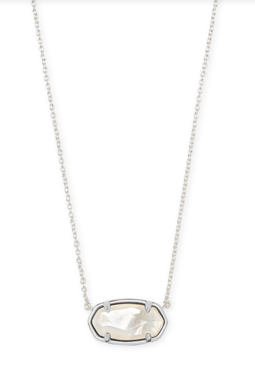 Elisa Sterling Silver Ivory Mother of Pearl Short Pendant Necklace by Kendra Scott
