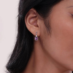 SS/PT 1.82cttw Simulated Diamond & Simulated Alexandrite Earrings