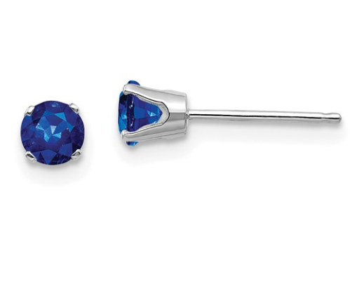 14K White Gold 4mm Sapphire Stud Earrings (September)