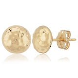 14K Yellow Gold 8mm Hammered Ball Stud Earrings