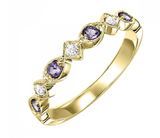 10K Yellow Gold 0.05cttw Diamond & 0.17cttw Amethyst Band
