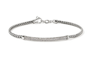 JH Essentials Silver 0.68cttw Diamond Pave 2.5mm Bracelet Sz M by John Hardy