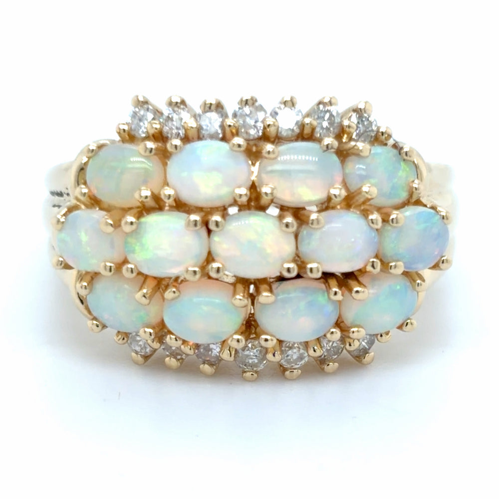 Estate Opal & Diamond Multi Row Band