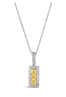 14K Two Tone Gold 0.56cttw Fancy Yellow & Nude Diamond Pendant by LeVian